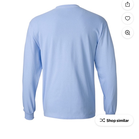 Hanes Beefy Unisex Long Sleeve Shirt-Light Blue - Picture 2 of 6